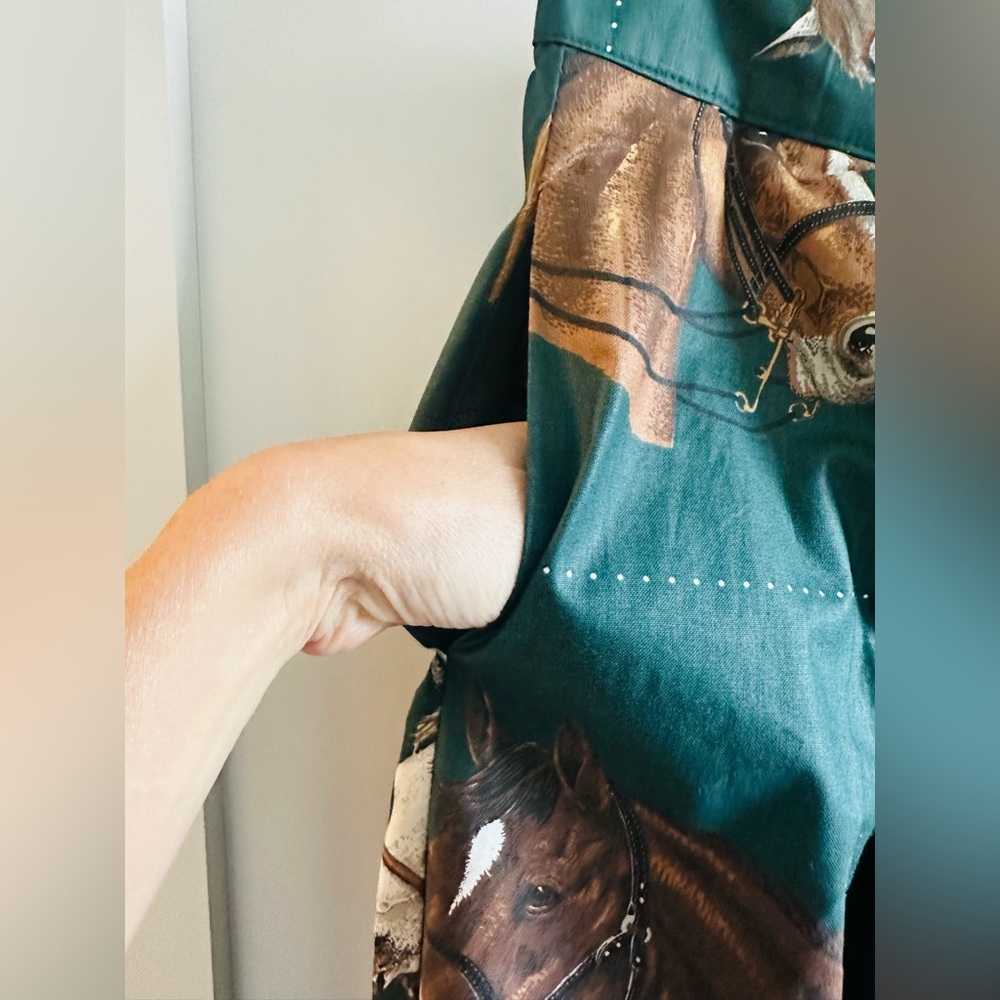 Vintage equestrian print hunter green maxi skirt - Picture 3 of 8